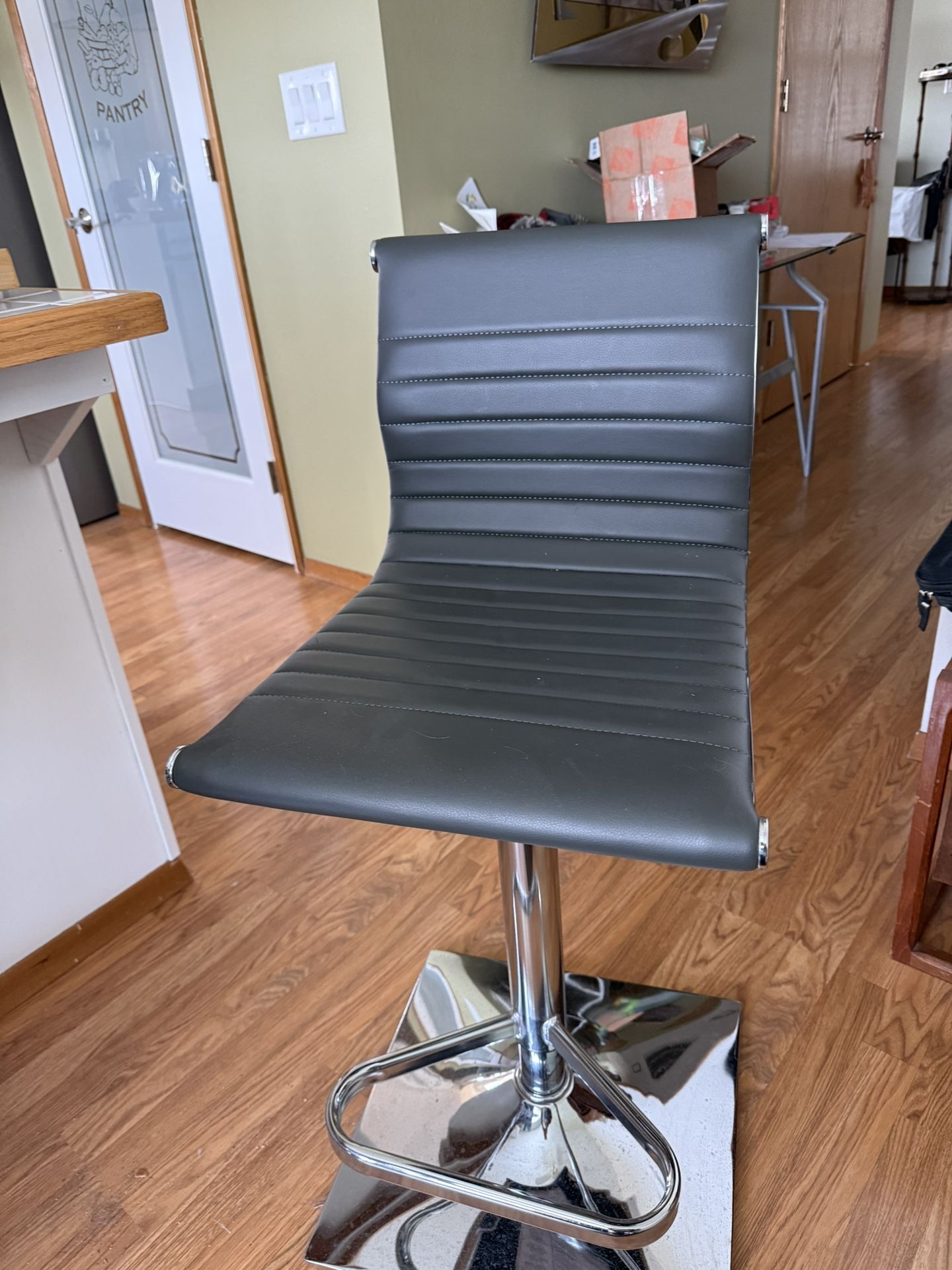 3 Grey Faux Leather Adjustable & Chrome Barstools/Crosby St. Maxwell Adjustable