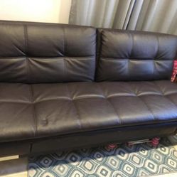 Brown Leather Venetia Dream 80” Convertible Euro Lounger Sofa Bed by Lifestyle Solutions 