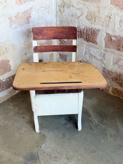 Vintage Child's School Desk with Chair 1950’s X2