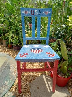 USA * Hand-painted * Wooden Corner Chair * One of a kind