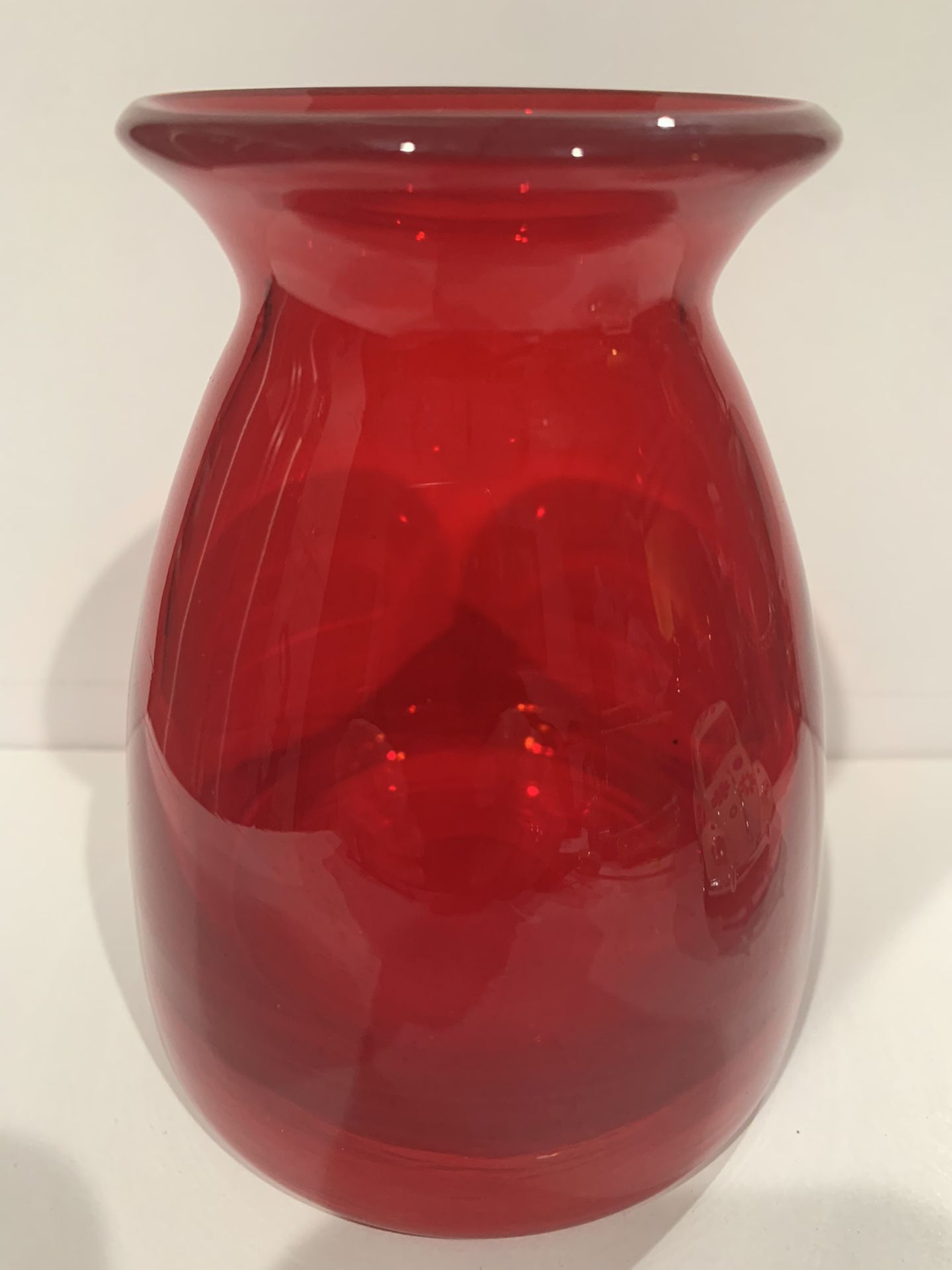 Ruby Red Blown Glass Flower Vase