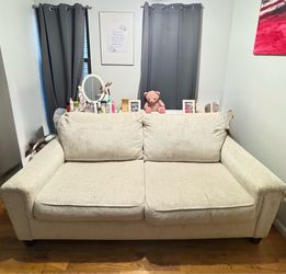 Beige Fabric Two-Seat Sofa