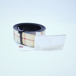 Burberry Nova Check Belt with Silver Buckle