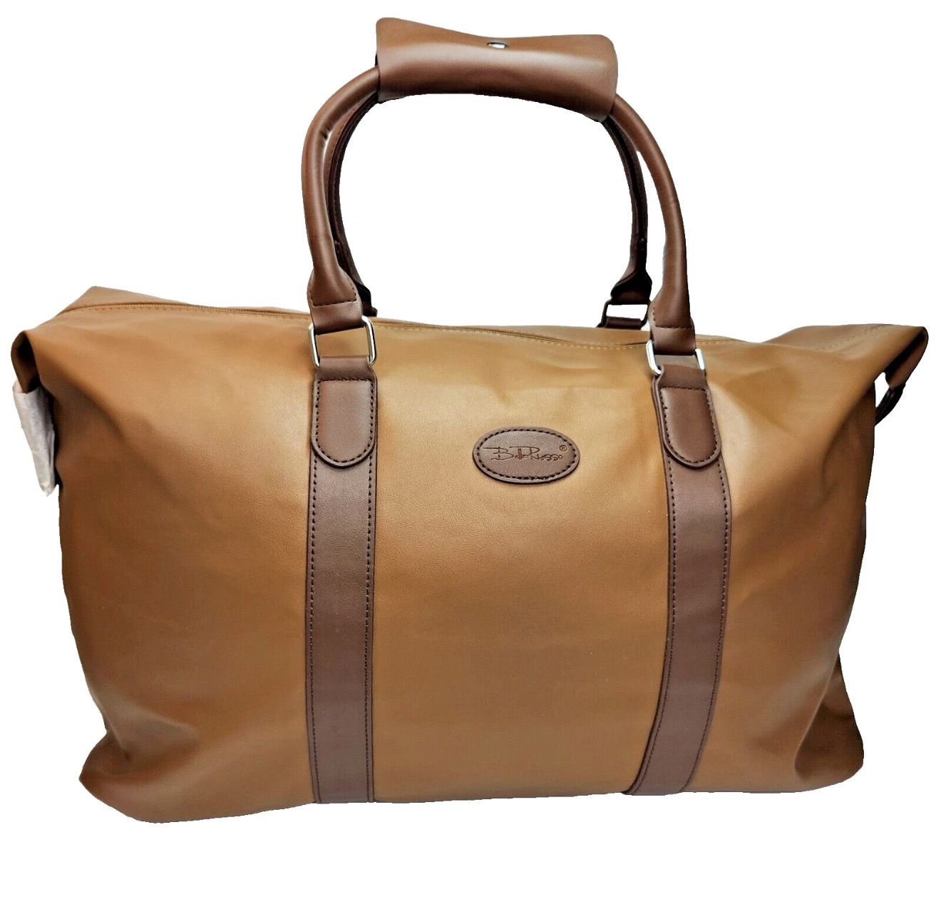 Bella Russo Large Brown Duffle Travel Bag Double Handle Zipper NWT