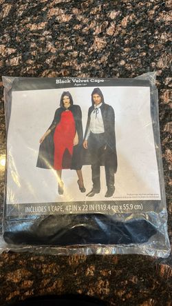 Black Velvet Cape Costume 47x22 In