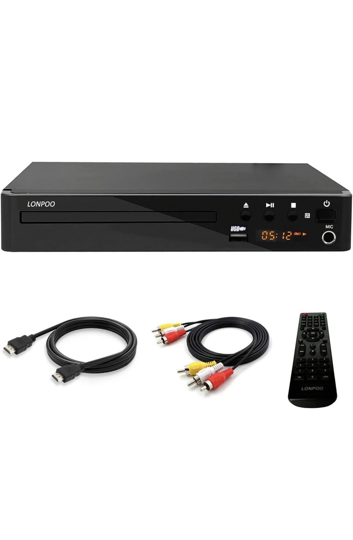 LP-099 Multi Region Code Zone Free PAL/NTSC HD DVD Player CD Player with HDMI AV Output & Remote & USB Input & MIC Input - Compact Design