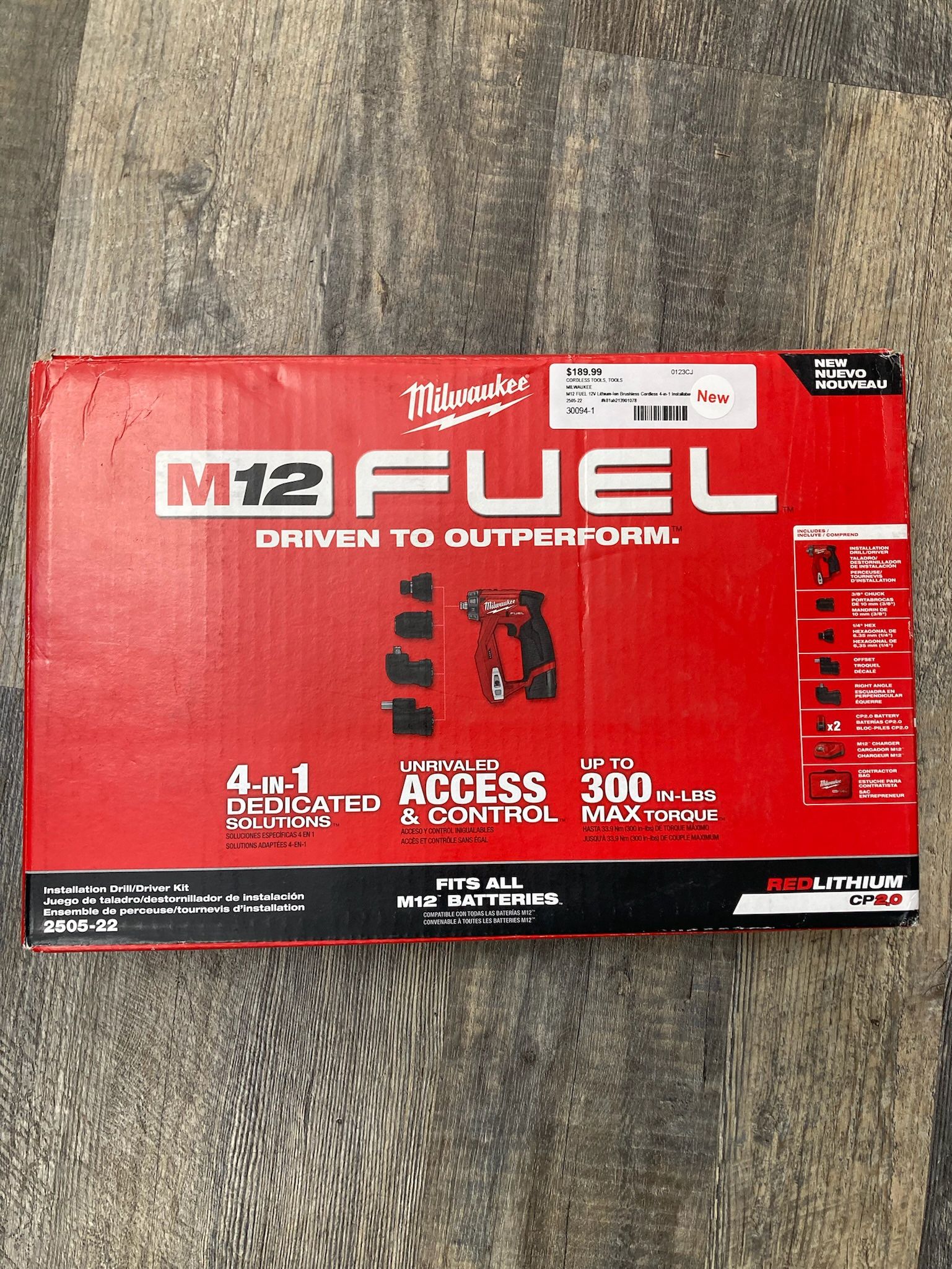 Milwaukee 2505-22 M12 FUEL 12V Brushless Installation 4-in-1 Drill/Driver Kit