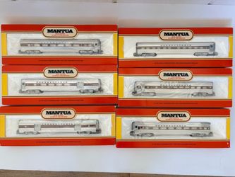 Mantua HO Scale Pennsylvania RR Dual Lighted Aluminum Passenger Cars Lot of 6