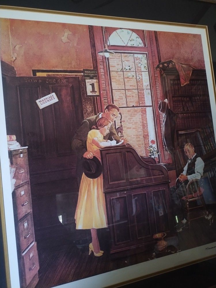 Framed Norman Rockwell Print With Certificate Of Authenticity