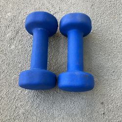Pair of 7 lb Blue Neoprene Dumbbells (14 lbs Total)