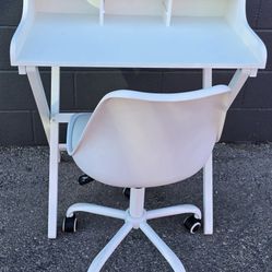 White Desk and Swivel Chair Set – Great Condition – Modern Compact Design