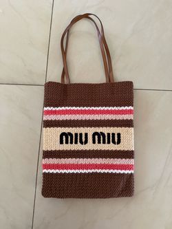 Miumiu raffia-effect woven tote bag