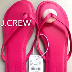 🌞(NEW) (1 AVAILABLE) WOMEN’S J.CREW FACTORY FUCHSIA EASY SUMMER FLIP-FLOPS - SIZE: 8🌞