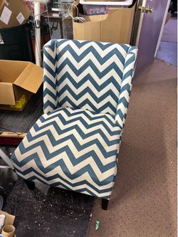 Blue & White Chevron Accent Chair