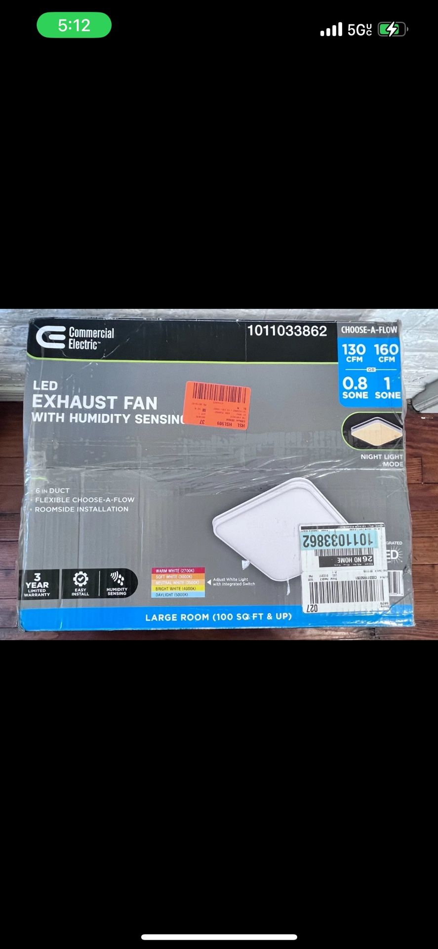 CE 130 /160 CFM Ceiling Mount Room Side Installation Square Bathroom Exhaust Fan