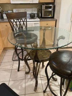 Glass Top Table And 2 Chairs