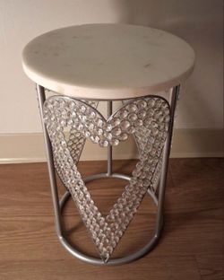 Round Marble Top Side Table with Crystal Base