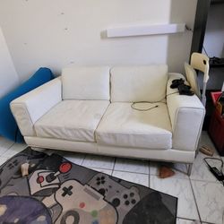White Leather 2 Seater Couch 