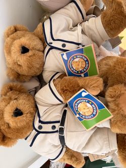 Pair of Vermont Teddy Bear Baseball Player 15" Jointed Plush NWT - Lifetime Guarantee"