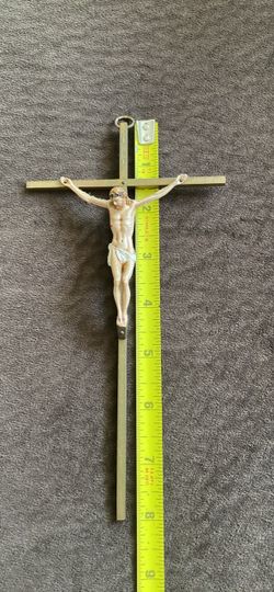 Brass Wall Crucifix with Corpus Figure