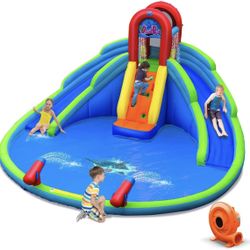 Inflatable Waterslide Wet & Dry Bounce House w/Upgraded Handrail & 780W Blower
