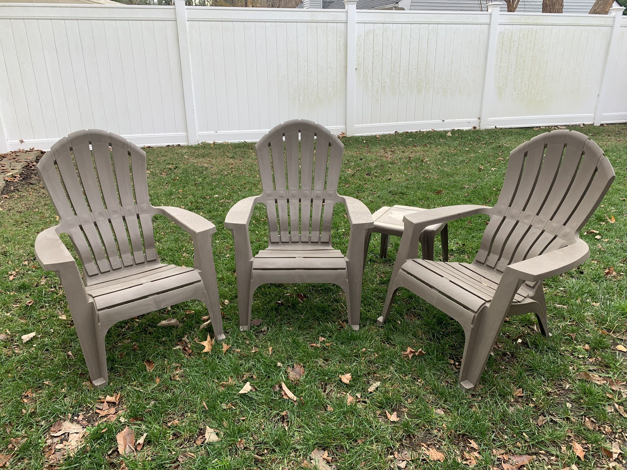 Adirondack Chairs (3) + Side Table
