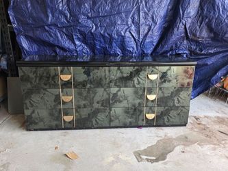6 drawer wooden dresser, 68" wide, 17" deep,  30" high.