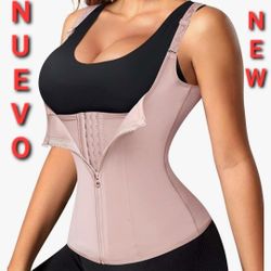 Waist Trainer for Women, Corset Shape Wear  w/ Zipper & Adjustable Straps, Size: MEDIUM, Color: BEIGE