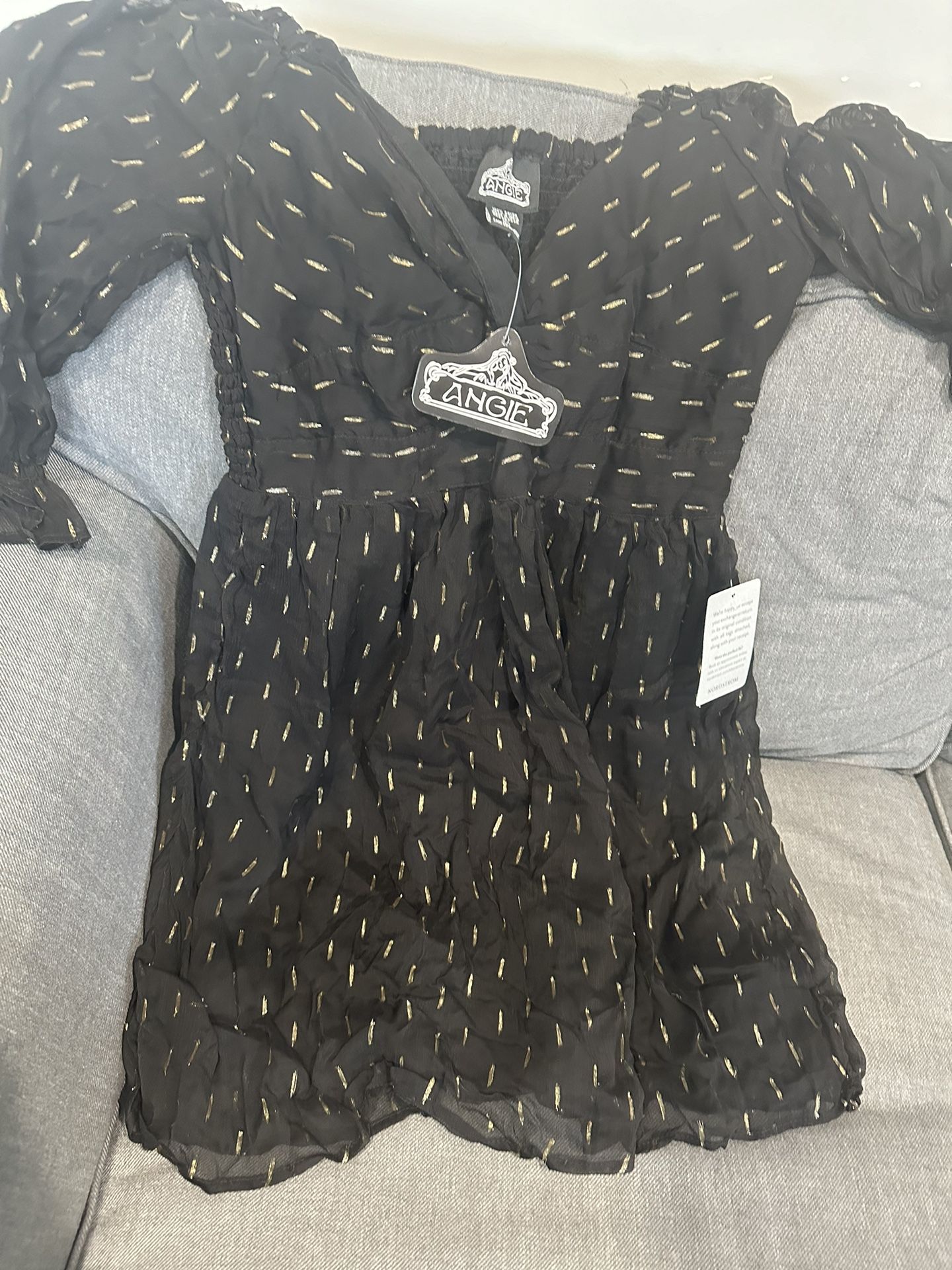 Black Dress - Shimmer Gold Size L But Also Fits M - 10-12