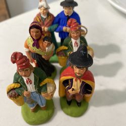 Vintage Lot Of 5 Santon De Provence Mini Villager Figurines, France