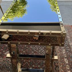 Beautiful Night Adjusted Chrome With Black Glass Top 