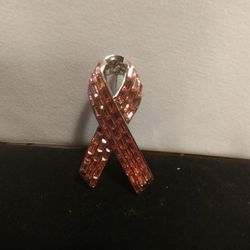 St. John Brooch, Pink Crystal Ribbon