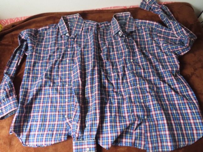 SEIZE SUR VINGT Shirt Plaid Spread PORTUGAL 17x37 lot of 2