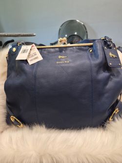 EMMA  FOX  ,Navy Blue  Leather Bag
