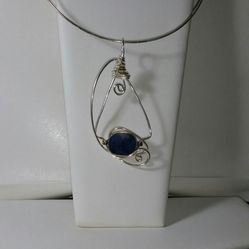 Handmade Lapis Lazuli Wire Art Necklace