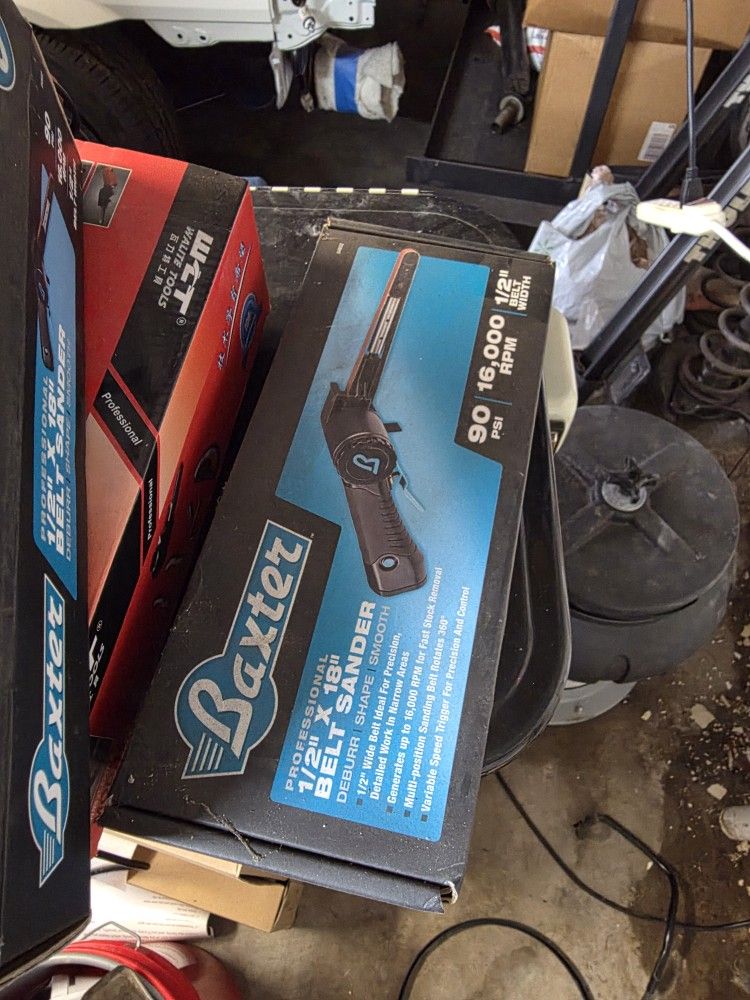 Two (2) Baxter Pneumatic Belt Sander 18x1/2 Missing The
