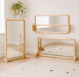 NEW Montessori Baby Mirror with Pull-Up Bar – Tummy Time & Standing Toy