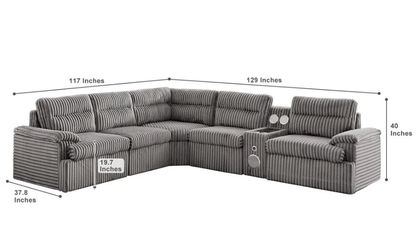 PRICE DROPPED! GREY OR BEIGE 6-PC MODULAR SECTIONAL W/ BLUETOOTH SPEAKER AND USB CHARGING PORT