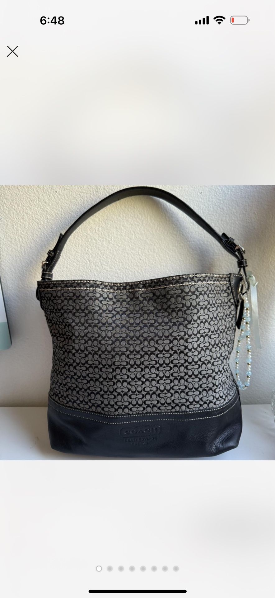 Coach Jacquard Signature Grey & Black Hobo Bag