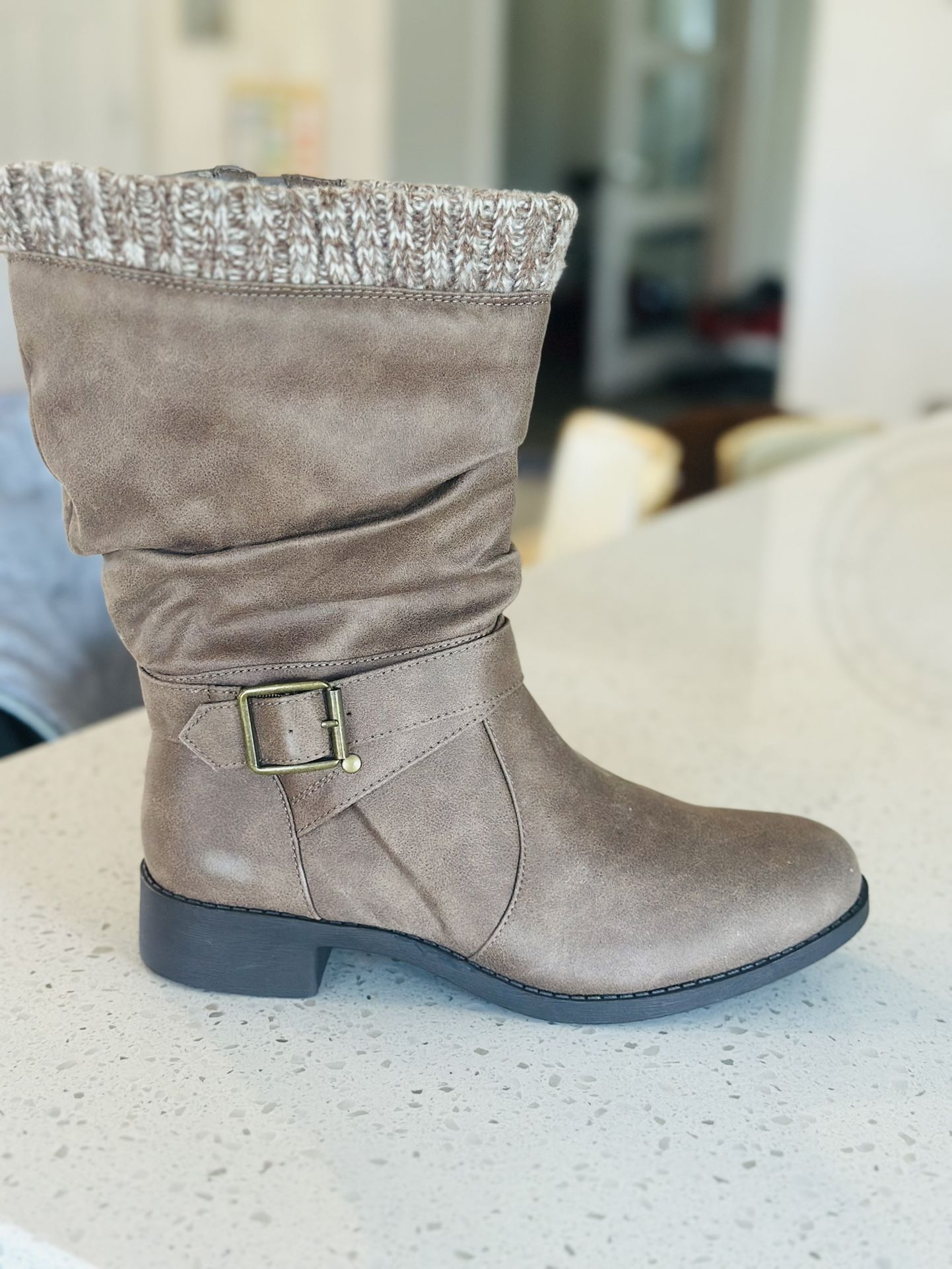 Size 8 Sivellya Womens Ankle Boots Fashion Stylish Comfortable Buckled Winter Snow Boots Wide Width Round Toe Low Heel Bootie Brown