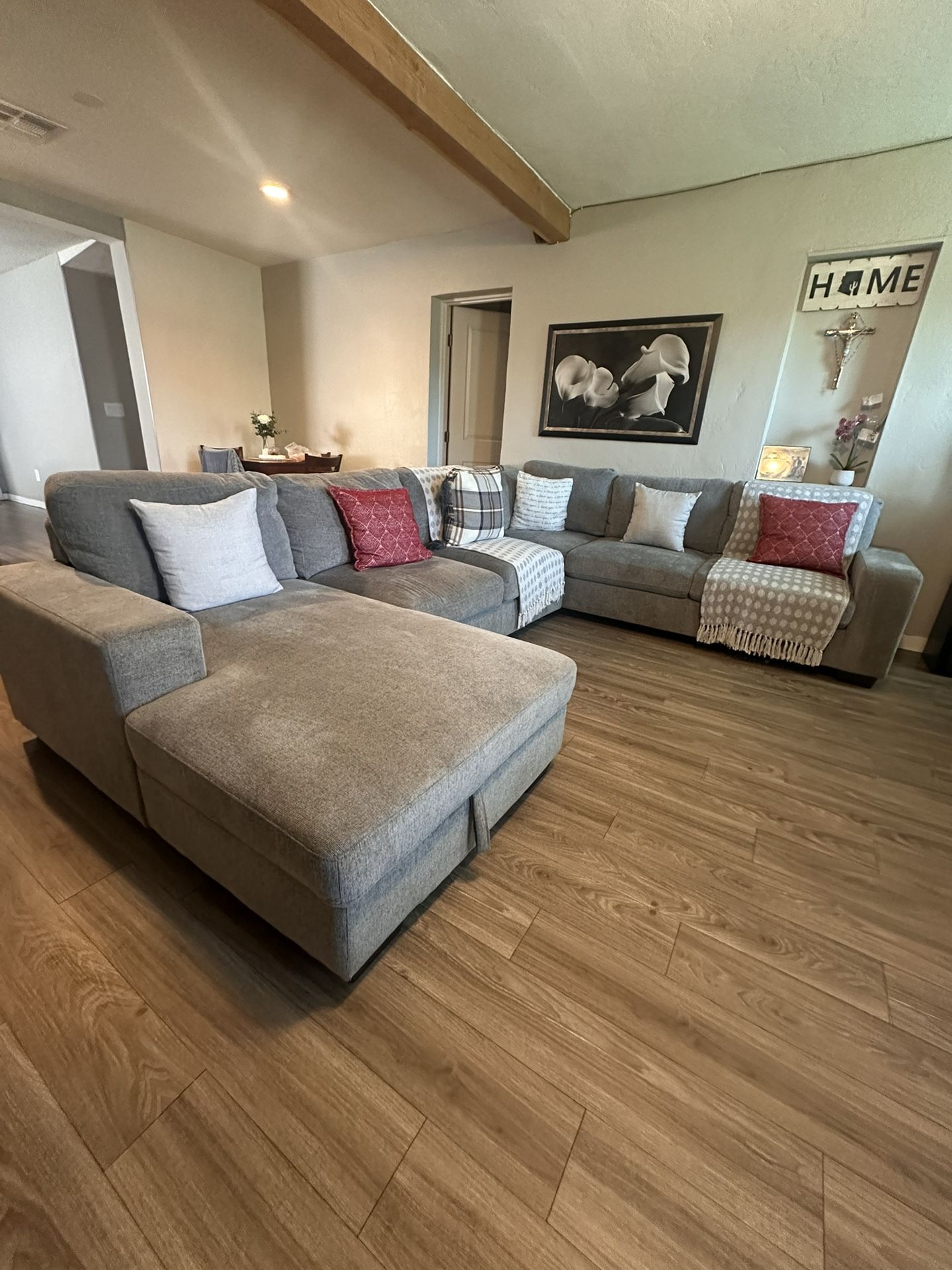 Living Spaces Grey Sectional Sofa