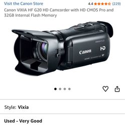 Canon VIXIA HF G20 HD Camcorder with HD CMOS Pro and 32GB Internal Flash Memory w 2 batteries