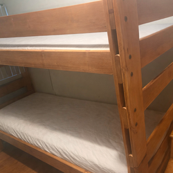 Full sized young pioneer bunk bed with storage steps