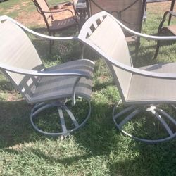 Six Outdoor Dining Chairs. With Rectangle Glass Top Table.