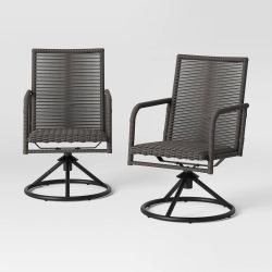 Granby 2pk Padded Wicker Swivel Chairs - Brown - Threshold