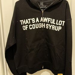 Black Rinestone Awful Lot Of Cough Syrup Hoodie