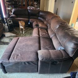 3 recliners and recliner lounger all in one couch