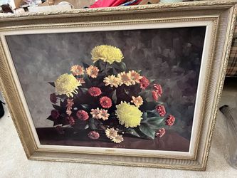 Vintage "Autumn Gifts" by Hoffman Large Framed Oil Painting