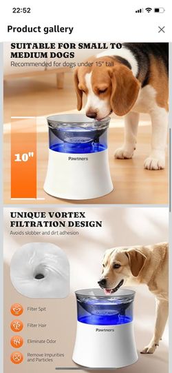 Dog Water Fountain, 1 Gallon Automatic No Spill Pet Water Bowl Dispenser for Small Medium Large Dogs with Vortex Filter, Deep Drinking Area and Quiet 