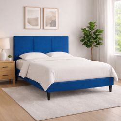 Queen Size Blue Bed Frame – Mattress Option Available